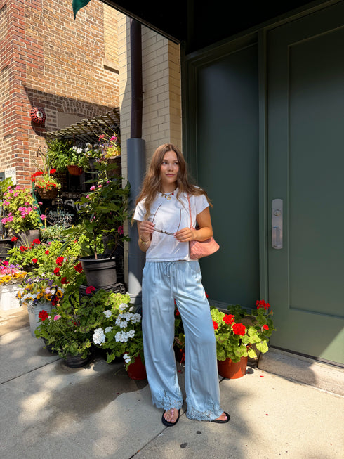 Sol Satin Pant // Sky