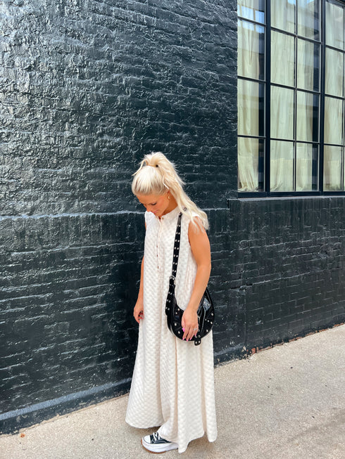 The Bowie Checkered Jumpsuit // Ivory *RESTOCKED*