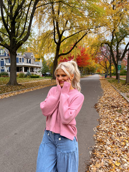 Stay Rosy Ribbed Sweater