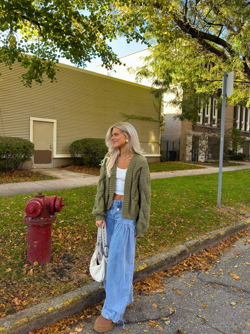 Olive You Cable Cardigan