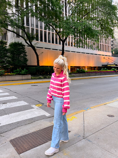 Boyish Babe Striped Pullover// Pink