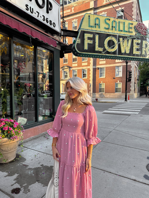 Lillies Love Midi Dress// Pink