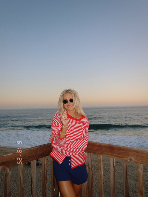 Coco Cutie Cardigan // Red Stripe *RESTOCKED*