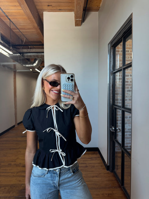 Tea Time Bow Top // Black