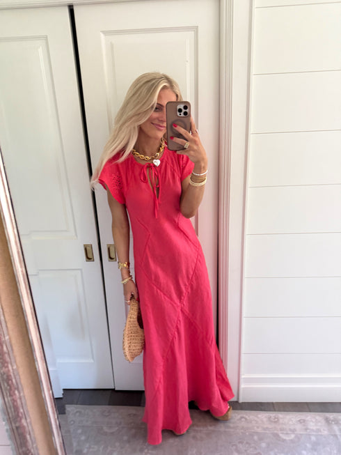 Clambake Linen Dress // Coral