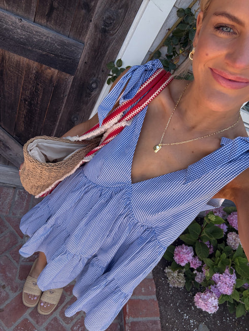 Flirty Fourth Dress// Blue Gingham