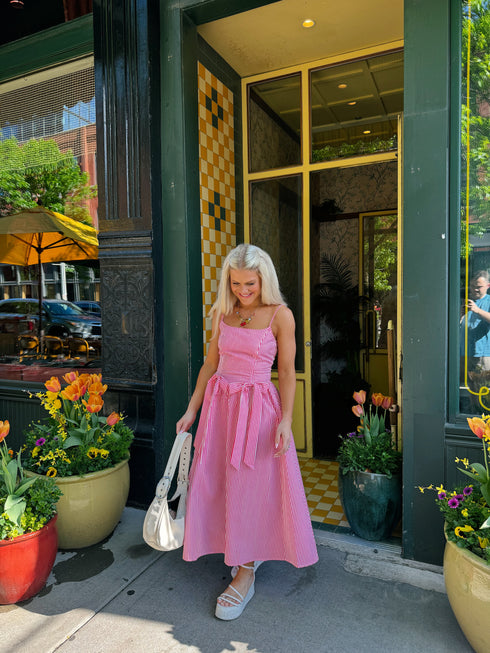 Hamptons House Midi Dress// Pink *RESTOCKED*