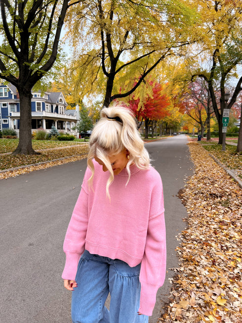 Stay Rosy Ribbed Sweater