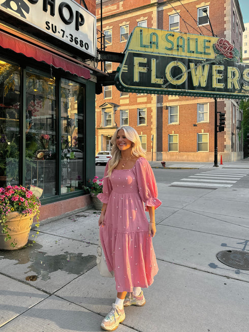 Lillies Love Midi Dress// Pink