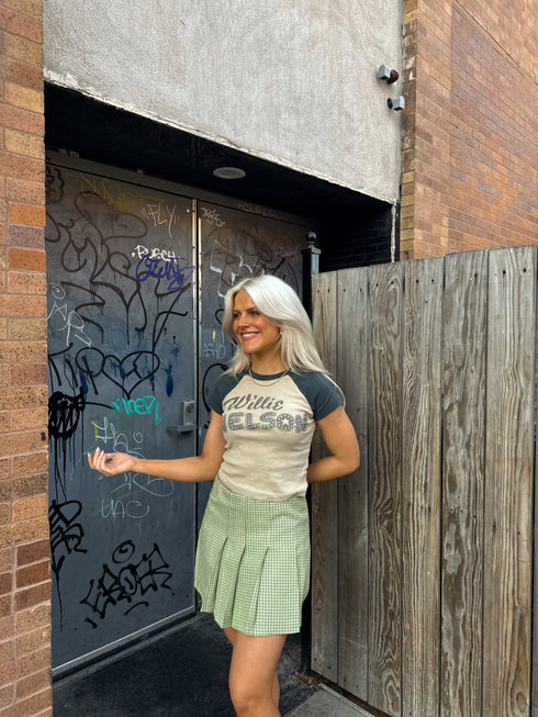 Pleated Princess Checked Skirt // Sage