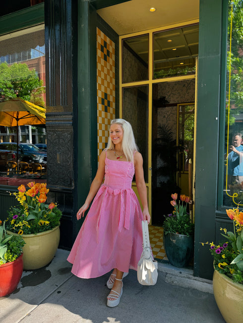 Hamptons House Midi Dress// Pink *RESTOCKED*