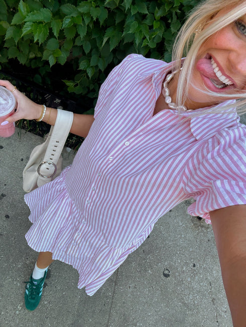 Stevie Striped Dress// Pink