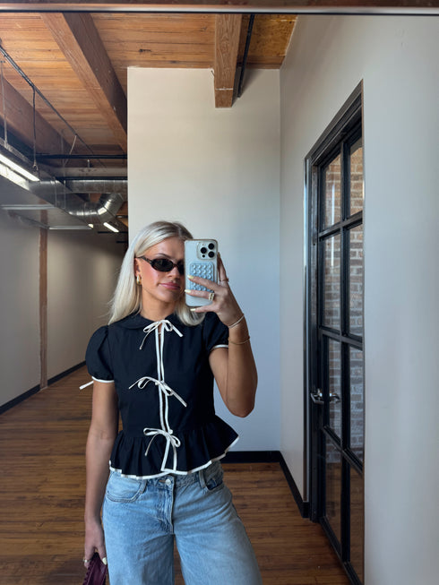 Tea Time Bow Top // Black
