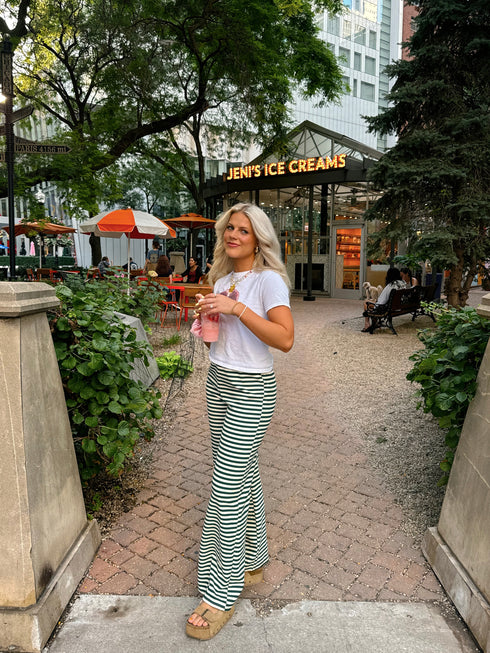 The Andie Striped Pant // Evergreen *RESTOCKED*