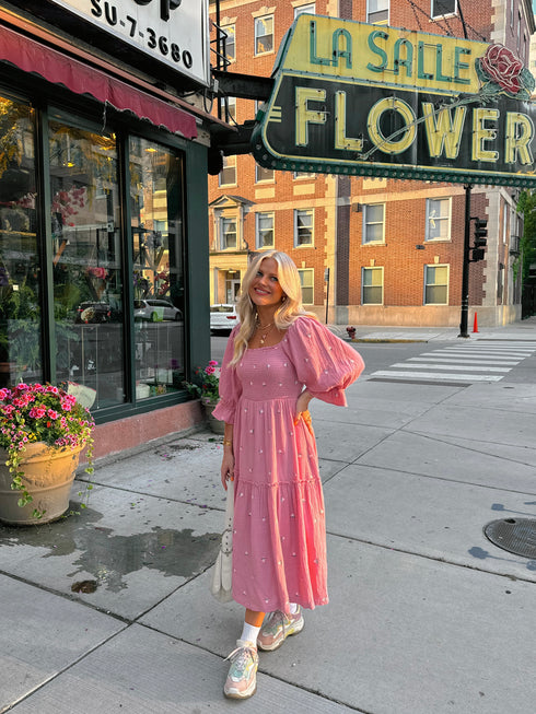 Lillies Love Midi Dress// Pink