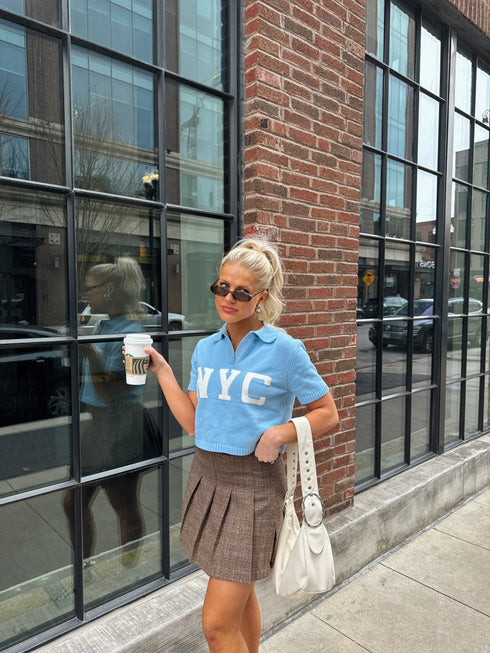 Game, Set, Match Knit Top // Sky Blue