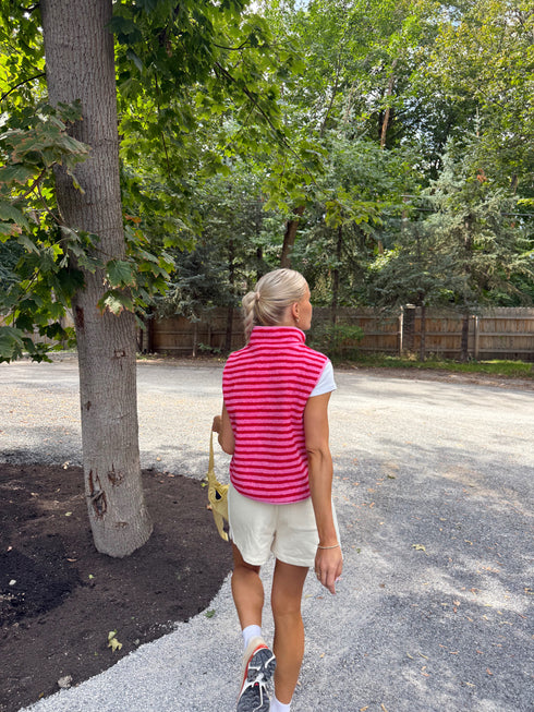 Camp Cutie Fleece Vest // Pink + Red *RESTOCKED*