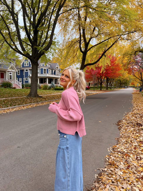 Stay Rosy Ribbed Sweater