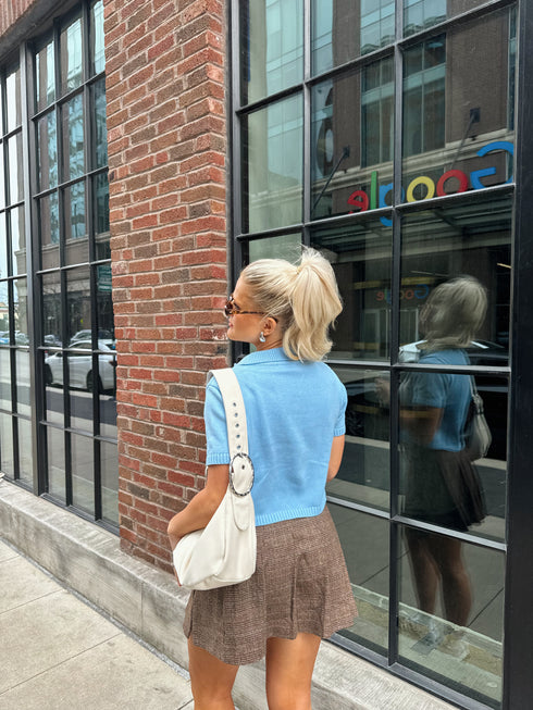 Game, Set, Match Knit Top // Sky Blue