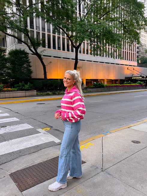 Boyish Babe Striped Pullover// Pink