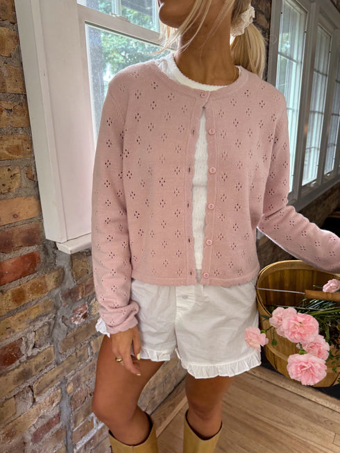 Clara Pointelle Cardigan // Blush *RESTOCKED*