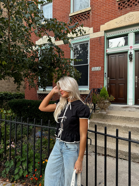 Tea Time Bow Top // Black