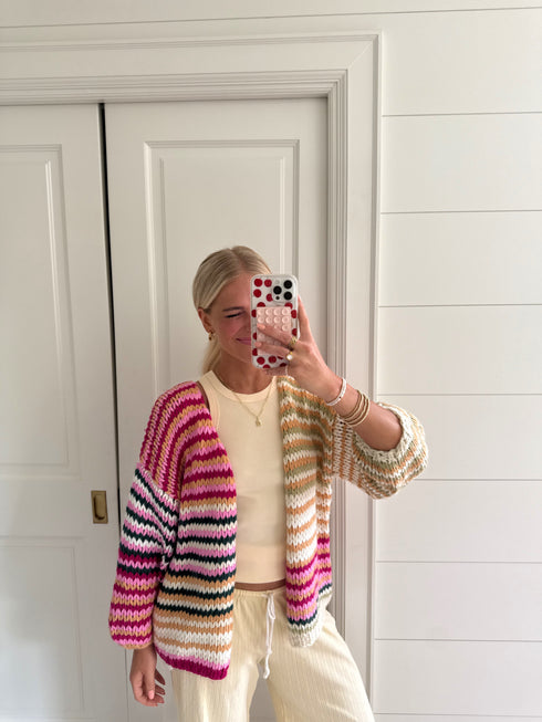 You're My Stripe Cardigan// Pink