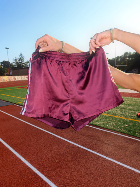 Track Star Satin Shorts // Maroon