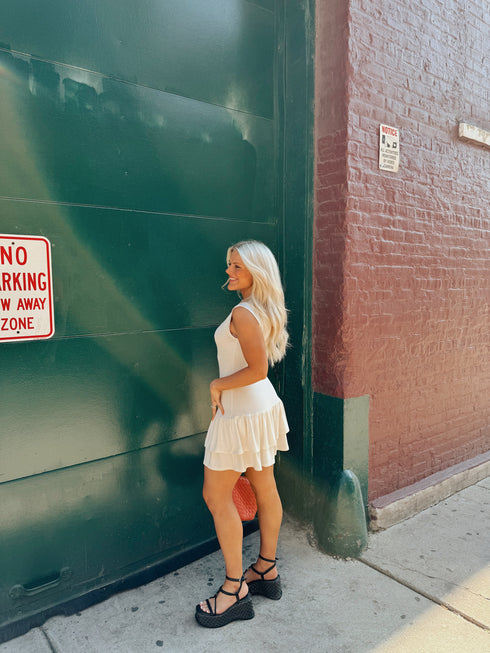 Let's Go Girls Dress// Cream