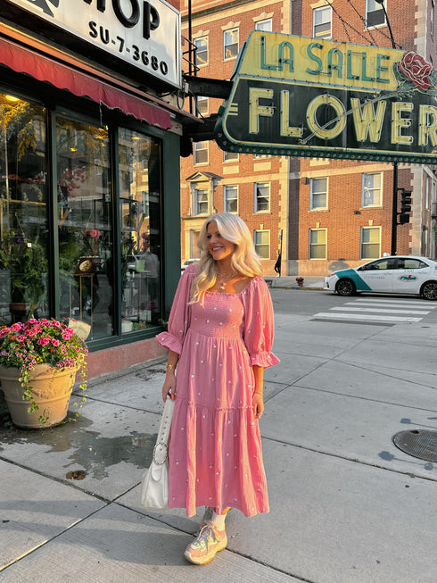 Lillies Love Midi Dress// Pink