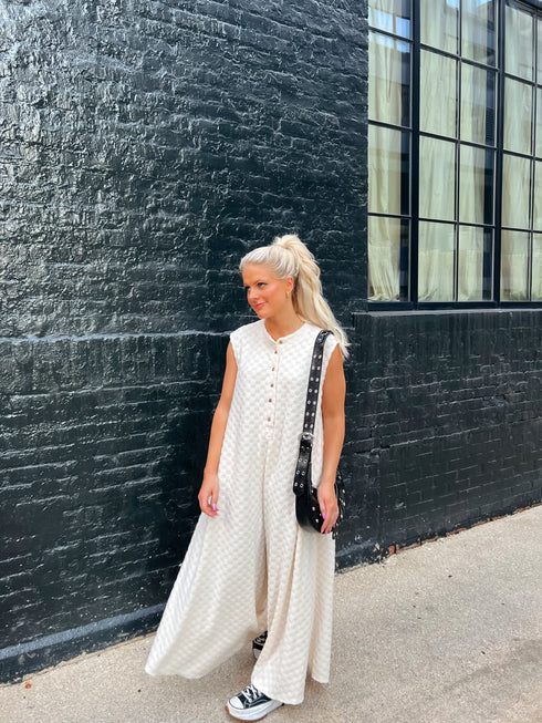 The Bowie Checkered Jumpsuit // Ivory *RESTOCKED*