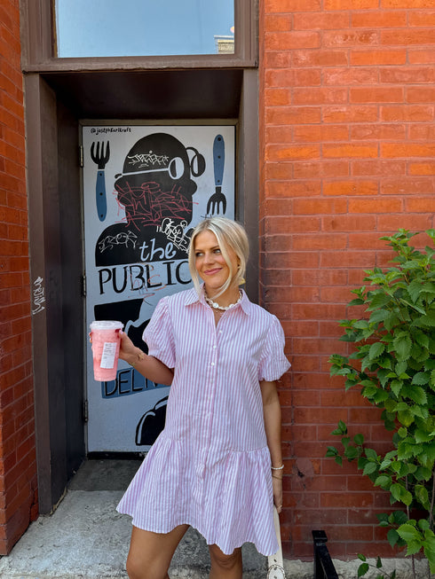 Stevie Striped Dress// Pink