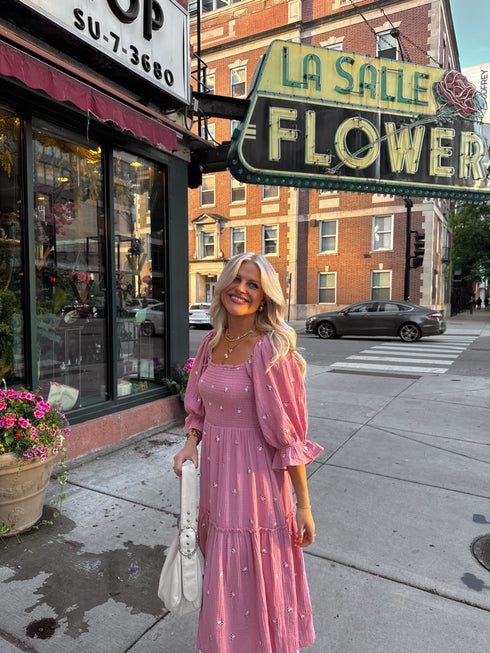 Lillies Love Midi Dress// Pink