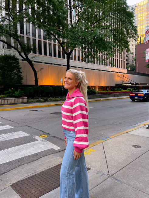 Boyish Babe Striped Pullover// Pink