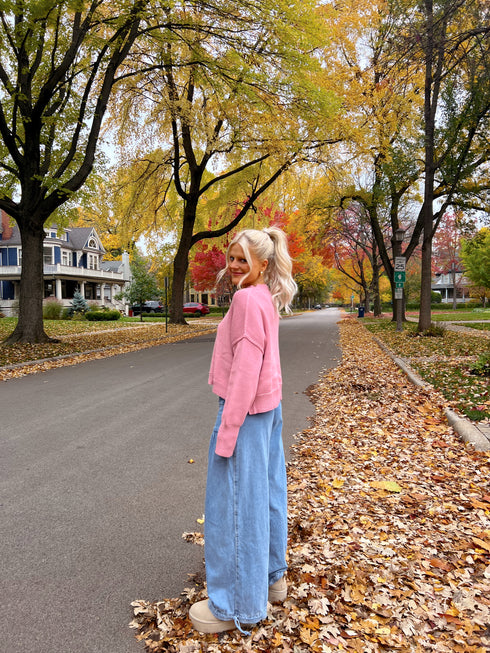 Stay Rosy Ribbed Sweater