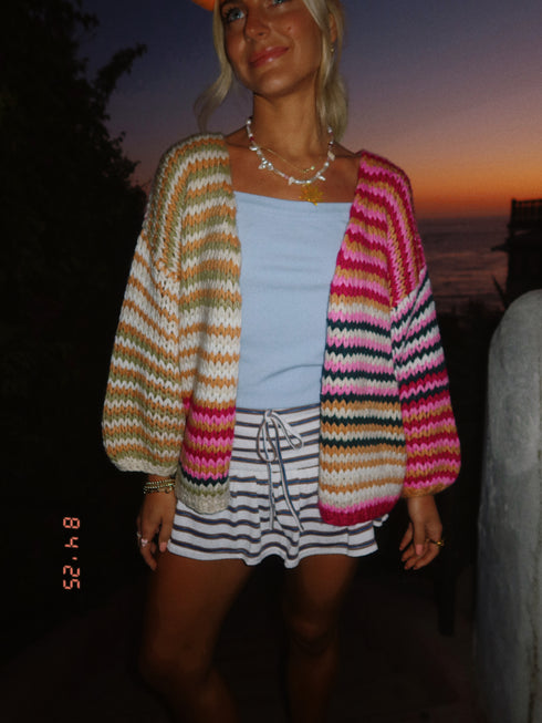 You're My Stripe Cardigan// Pink
