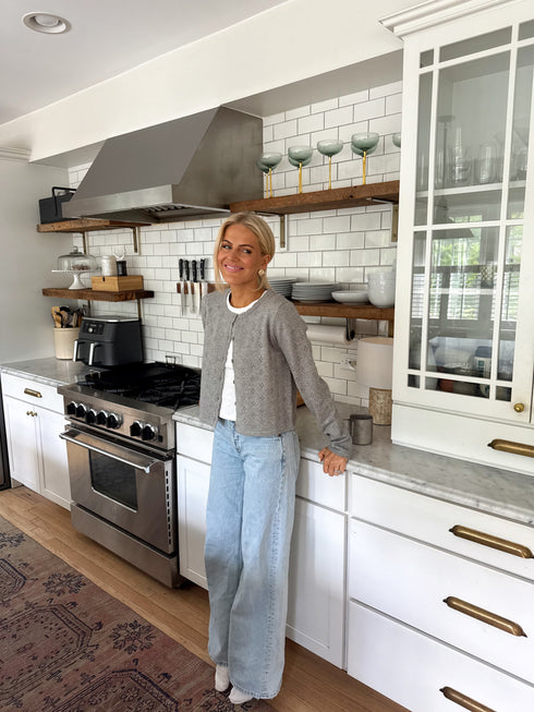 Clara Pointelle Cardigan // Grey *RESTOCKED*