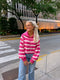 Boyish Babe Striped Pullover// Pink