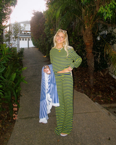 Beach Bum Striped Pant // Citrus Green *PANTS ONLY*