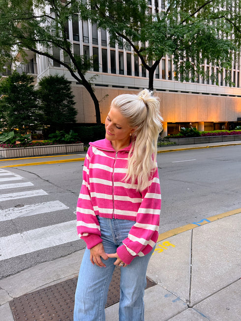 Boyish Babe Striped Pullover// Pink