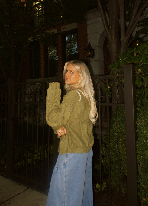 Olive You Cable Cardigan