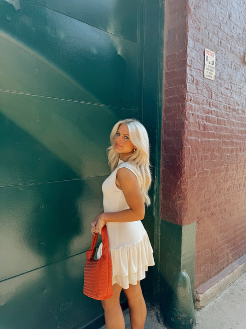 Let's Go Girls Dress// Cream