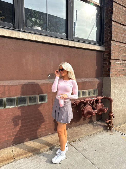 Pleated Princess Checked Skirt // Brown