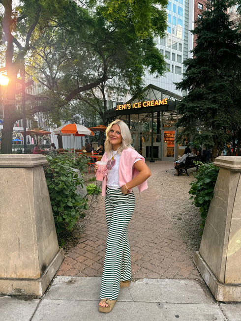 The Andie Striped Pant // Evergreen *RESTOCKED*