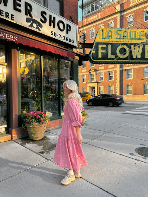 Lillies Love Midi Dress// Pink