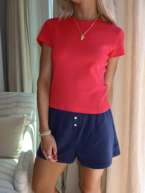 Salty Air Pointelle Shorts // Navy