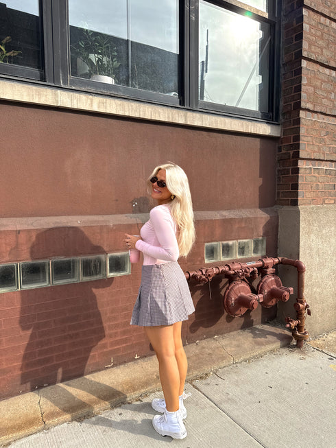 Pleated Princess Checked Skirt // Brown