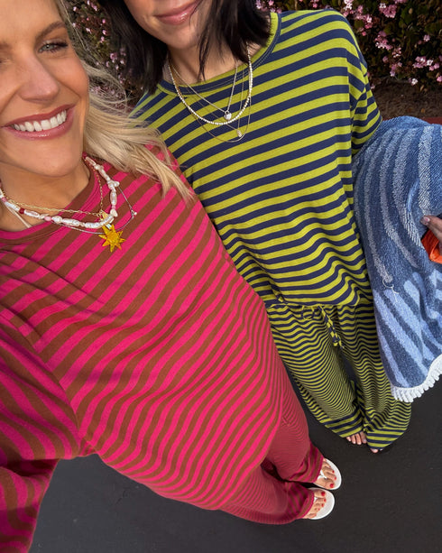 Beach Bum Striped Set // Citrus Green