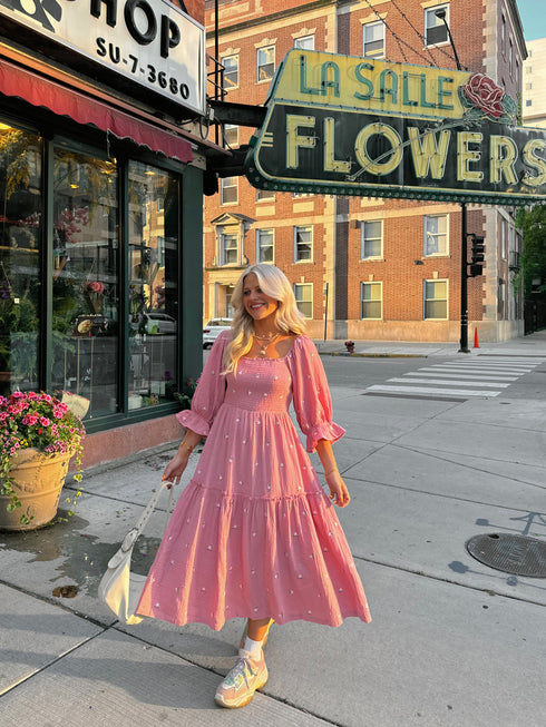 Lillies Love Midi Dress// Pink