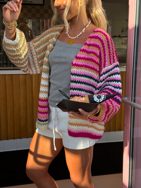 You're My Stripe Cardigan// Pink